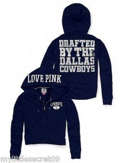 NWT Victoria Secret Pink NFL Dallas Cowboys Bling Slouchy Zip Hoodie 