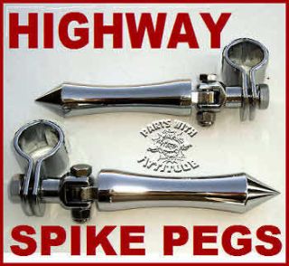 INCH CHROME SPIKE HIGHWAY FOOT PEGS WITH CRASH BAR MOUNTS 