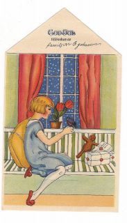 Sweden 1925 Chistmas Art Deco printed matter stamp Ostadkulle Girl on 