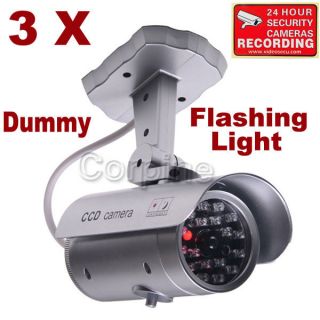3x Dummy Security Camera Fake Infrared LEDs Flashing Light Home 