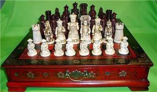 collectibles vintage 32 chess set and rosewood table from china