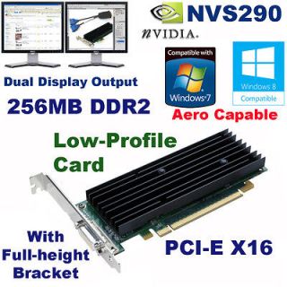 Full Height NVida NVS290 PCI E x16 Quadro4 256MB Video Card Windows 7 