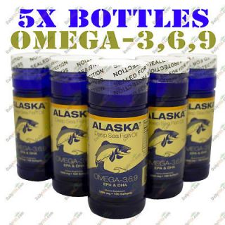Newly listed 5 X100 Alaska Deep Sea Fish Oil Omega 3,6,9, EPA/DHA 