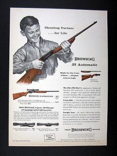 Browning .22 22 Automatic Rifle Boy & Gun Art 1964 print Ad 