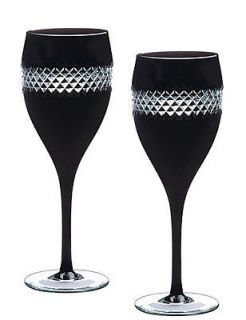 Waterford Crystal John Rocha BLACK CUT Red Wine Glasses Goblets   NEW