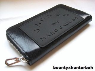 MARC JACOBS Blue Denim Leather Zip Round Long Wallet Clutch Bag