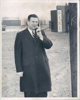 1959 Warren Michigan Mayor Arthur J Miller on New Bell Fire Call Box 