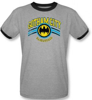 NEW Adult Batman Logo Gotham City Basketball Vintage Look DC T shirt 