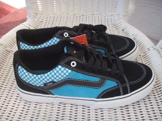 NWT VANS USA 9.5 VULCANIZED Black & Blue Check Suede Leather Skate 