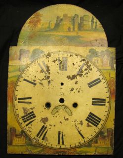 antique folk art painted tall case clock dial face time
