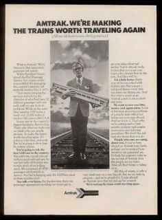 1971 Amtrak passenger rep w/ train model photo vintage print ad