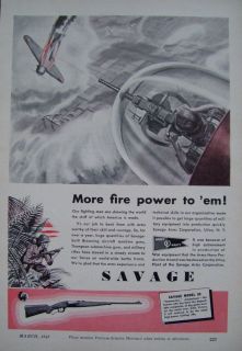 1943 WWII SAVAGE Model 99 RIFLE AD Army Navy Browning Aircraft Machine 