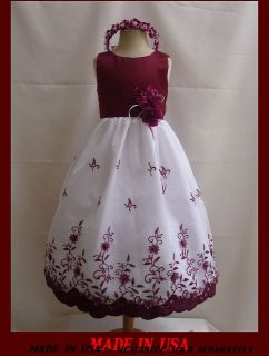 Burgundy Wedding Flower Girl Pageant Party Dress Size 9