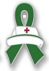   Awareness Month is March Nurse Cap Red Cross Green Ribbon Pin New