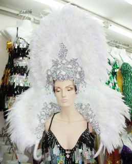   Queen Cabaret Dance Costume Swan Feather sequin Shoulder Headdress
