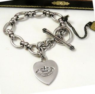 Genuine Juicy Couture Silver Royal Couture Heart Charm Bracelet