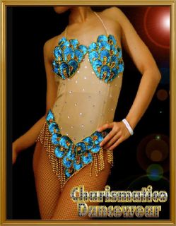 blue samba carnival showgirl sequin bodysuit diva dress