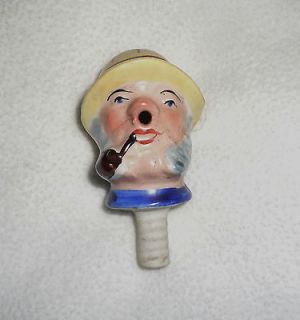 old man with pipe cork wine bottle stopper pourer from