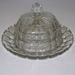 antique eapg pressed glass butter cheese dish vintage time left