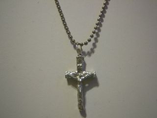 pewter log crucifix stainless steel ball chain neclace time left