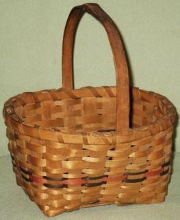 winnebago miniature market basket splint carved handle 