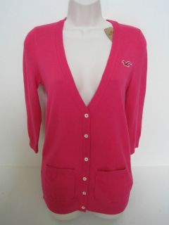 HOLLISTER Womens Pink 3/4 Sleeve Cardigan Sweater Size Small NWT