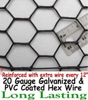 PVC COATED UV CHICKEN WIRE 1 HEX 4 x 150 POULTRY AVIARY GAME BIRD 