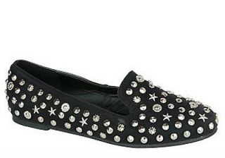 Womens Shoes Spike Studded Loafers Flats Black Blue Camel Red Coral 