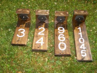 house number sign with solar lights wood grain finish time