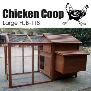 Large Wood Chicken Coop Nest Box Rabbit Hutch Backyard Poultry Cage 