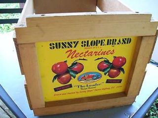   SUNNY SLOPE Wood Crate Advertising NECTARINES Fruit Excellent Cond