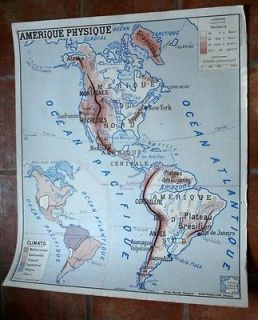 french vintage school poster map usa two sided america from