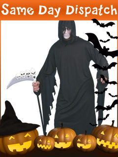  Death Grim Reaper Wraith Robe Mens Halloween Fancy Dress Costume