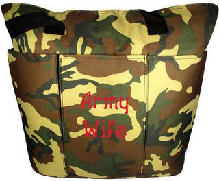large camo tote diaper bag with  left