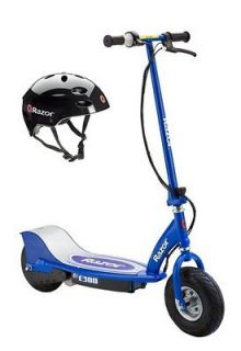 Razor E300 Electric Motorized Scooter (Blue) & Youth Helmet (Black)