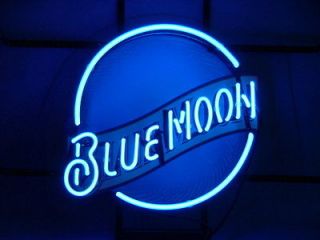 NEW BLUE MOON LAGER BEER REAL NEON BEER BAR PUB LIGHT SIGN