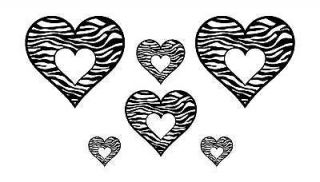 ZEBRA HEART, LOT OF 12, Wall Decal Sticker,Animal Print, HIGHEST 