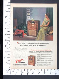 1948 ZENITH Challenger Console Combination Radio Phonograph magazine 