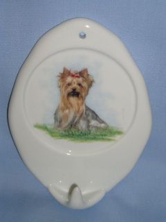 yorkshire terrier dog leash holder porcelain decal 