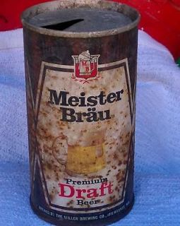 meister brau premium draft flat top beer can time left