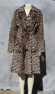Vintage 60s faux fur LEOPARD coat Large overcoat robe style coat sM/L 