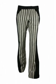 10 Crosby Derek Lam Womens Black Ecru Striped Cuffed Pants $390 New