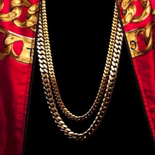 Set of 2 Chainz Gold Silver Cuban Link Chain Long Necklace Mens 