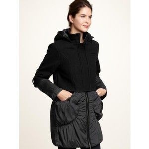 New 2011 Gap Black Wool Mixed Material Modern Pea Coat Parka Jacket 2 