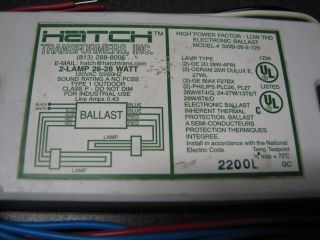 Hatch SWB 26 2 120 2 Lamp 16 18W CFL Ballast Lot of 2