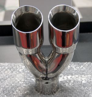 Stainless Steel Dual 3 Outlet Single 2 5 Inlet Slant Cut Exhaust Tip 