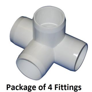 Way Four Way PVC Fittings Connectors Side Outlet Tee 4 Each 