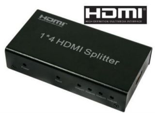 Port HDMI Video Splitter 1x4 1 in 4 Out HDTV 1080p 3D Bluray TV PS3 