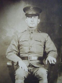American Soldier wearing black leather belt   rppc