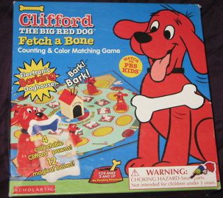 Clifford Big Red Dog Fetch Bone Board Game Toy Rare Barking Dog House 
